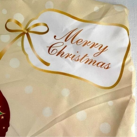 Christmas Snowman Pillow Cover 16x16 Red Gold Holly Gift Print Holiday Decor - Picture 9 of 11